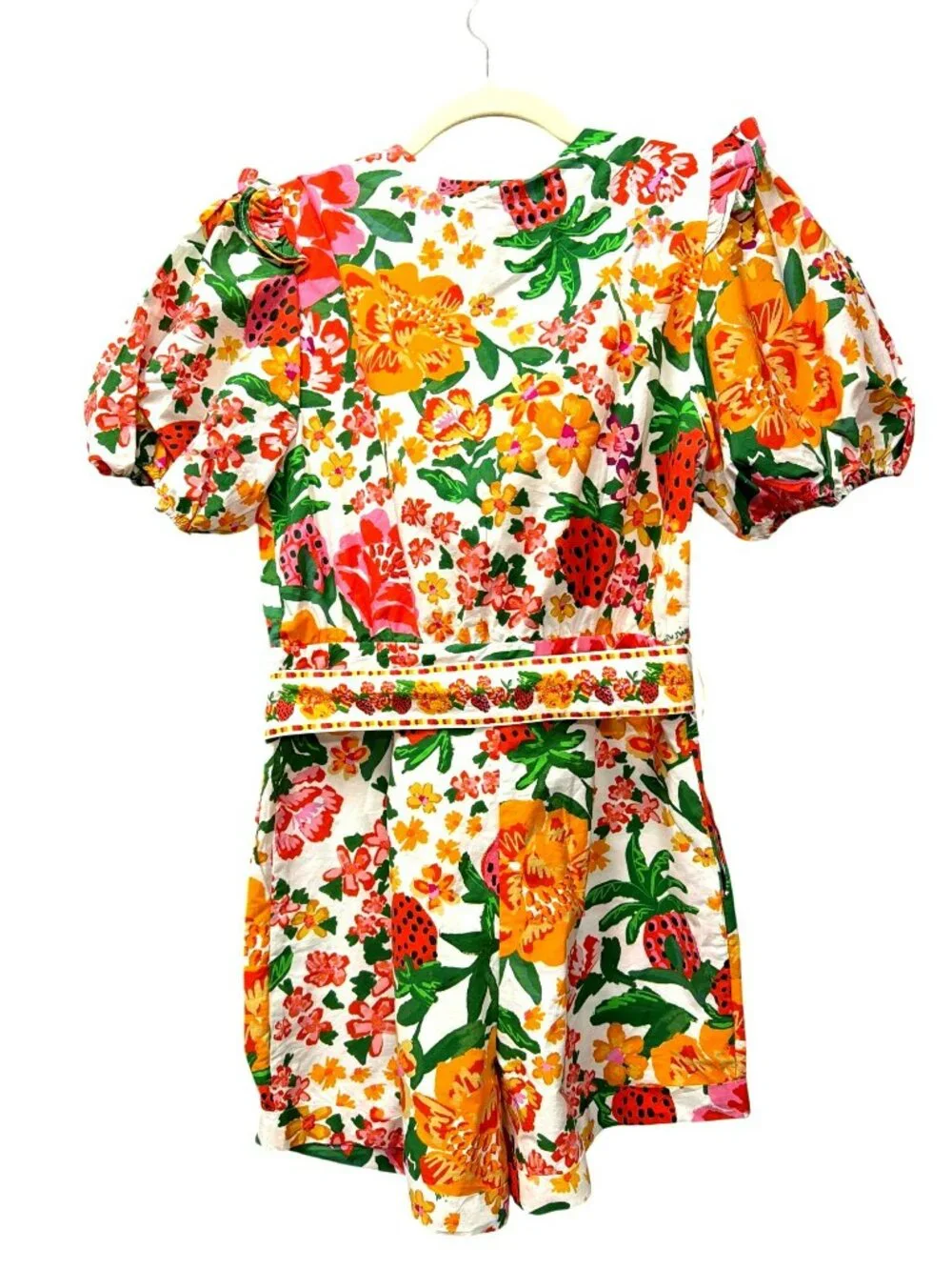 Anthropologie Farm Rio Flowerful Printed Romper Shorts Belt Small New - Picture 7 of 9